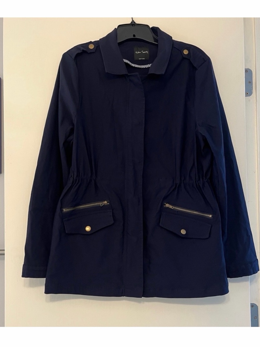 Eden Society Women’s Cinch Waist Lightweight Navy Zip Up Jacket